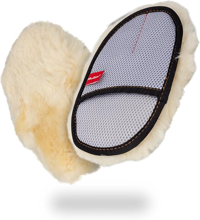 Maxshine Universal Premium Sheepskin Wool Wash Mitt – Ultra-Soft Real Lambswool Glove for Car Washing – Gentle, Scratch-Free Cleaning Pad for Safe Car Detailing & Paint Protection