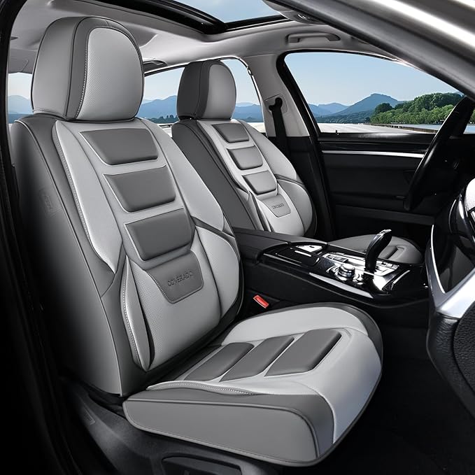 Coverado Car Seat Covers, Front Covers for Cars, Car Seat Cover Front Seats, Automotive Seat Cover, Waterproof, Leather Car Seat Cushion, Universal Interior Covers Seat Protectors for Most Cars