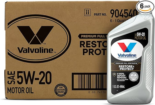 Valvoline Restore & Protect Full Synthetic 5W-20 Motor Oil 1 QT, Case of 6