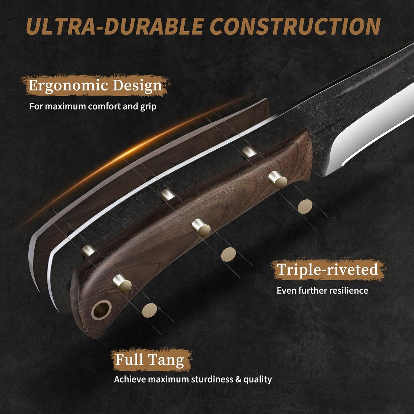 Butcher Knife Set 3-Piece, Super Sharp Hand Forged Fillet Knife & Dividing Knives & Paring Knives Set, Upgraded High Carbon Stainless Steel Meat Cutting for Home, Outdoor