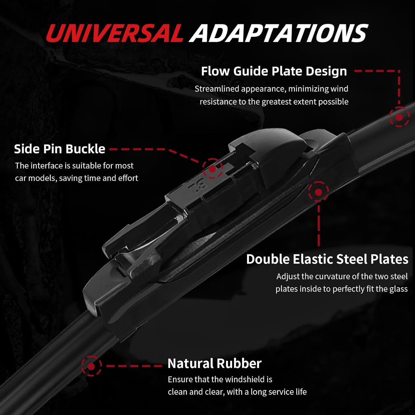 OTUAYAUTO Premium Windshield Wiper Blades - Replacement for Ford Edge 2016-2023 - Precision Fit, All-Weather Performance, Front and Rear Wiper Blades, Pinch Tab - 28"+28"+14" (Pack of 3)