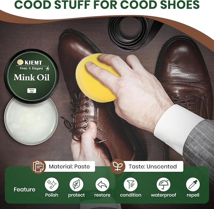 Premium Mink Oil Leather Conditioner & Cleaner - All-in-One Leather Care Kit for Boots, Shoes, Sofas, and More!