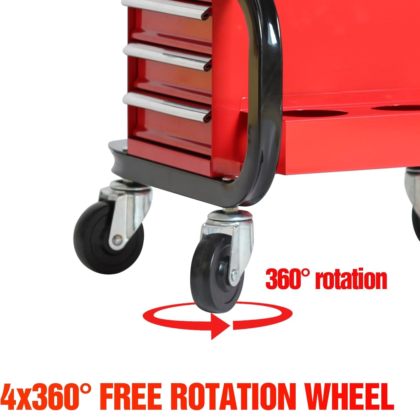 Tool Box Built-in Creeper Seat, Garage Shop Roller Seat, 3 Drawers Heavy Duty Tool Chest with 4 Rolling Casters-350 Lbs Capacity