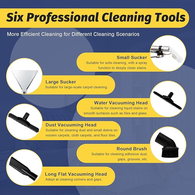 110V 40L Carpet Cleaner Machine Deep Cleaner, Commercial Carpet Cleaning Machine with Water Vacuuming Head&Round Brush, Portable Wet Dry Curtain Fabric Dust Cleaner for Hotels, Guest Houses