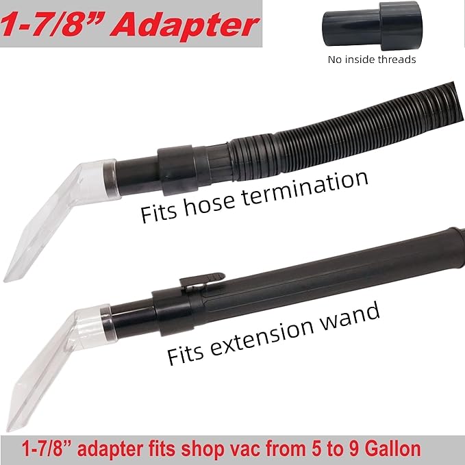 TunaMax Universal Work with All Shop Vacs with 2-1/2" & 1-7/8" &1-1/4" Adapters Extractor Attachment for Upholstery & Carpet Cleaning & Auto Detailing, Extraction Accessory for Wet Vacuum Cleaners