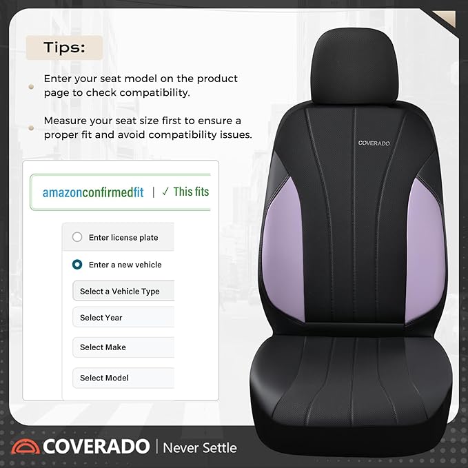 Coverado Car Seat Covers, Waterproof Seat Covers Full Set, Automotive Seat Covers 5 Seats, All-Weather Purple Leather Car Seat Protectors Universal Fit for SUVs Trucks Sedans