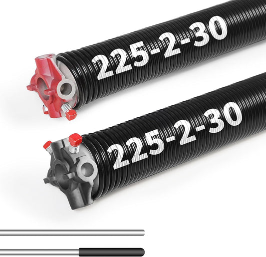 Pair of 2"Garage Door Torsion Springs Set with Non-Slip Winding Bars, Electrophoretic Coated (0.225X2"X30")