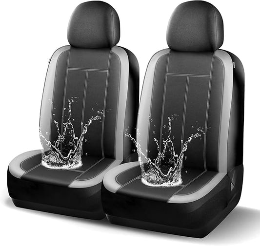 Waterproof EVA Car seat Covers, Neoprene Lining Seat Covers Premium Cloth,Airbag Compatible, Durable, Universal Fit Automotive Seat Covers for Most Cars,Trucks,SUVs(Black LightGray 816)