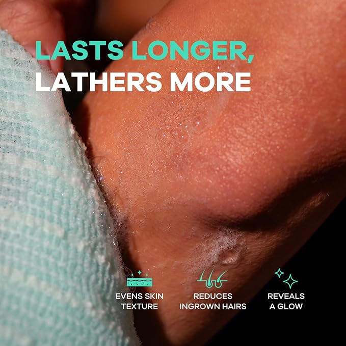 Dermasuri Japanese Exfoliating Shower Towel - Body Scrub Exfoliator & Back Scrubber Loofah for Men & Women, Exfoliating Shower Towel for Smooth & Glowing Skin, Removes Dry & Dead Skin, All Skin Types