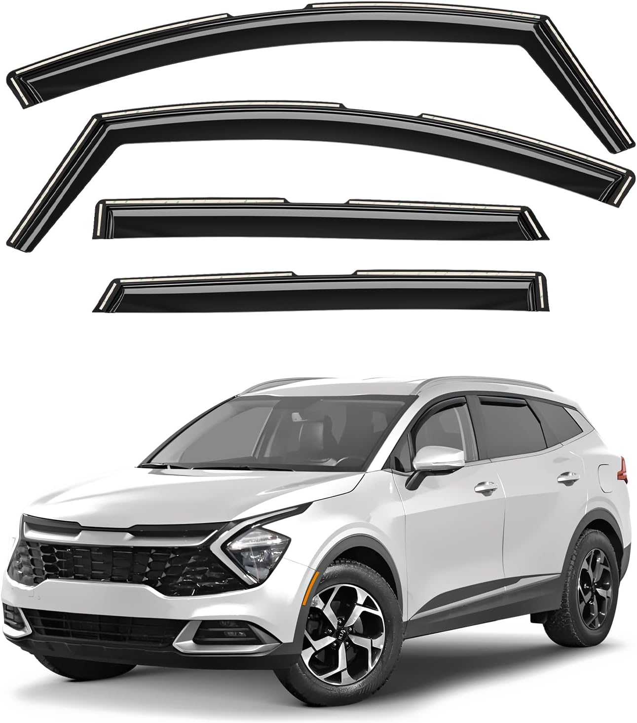 Window Deflectors Smoke Tinted In-Channel Side Window Vent Visor Deflectors Rain Guards Compatible with Sportage 2023-2025 -4pcs. GW0725