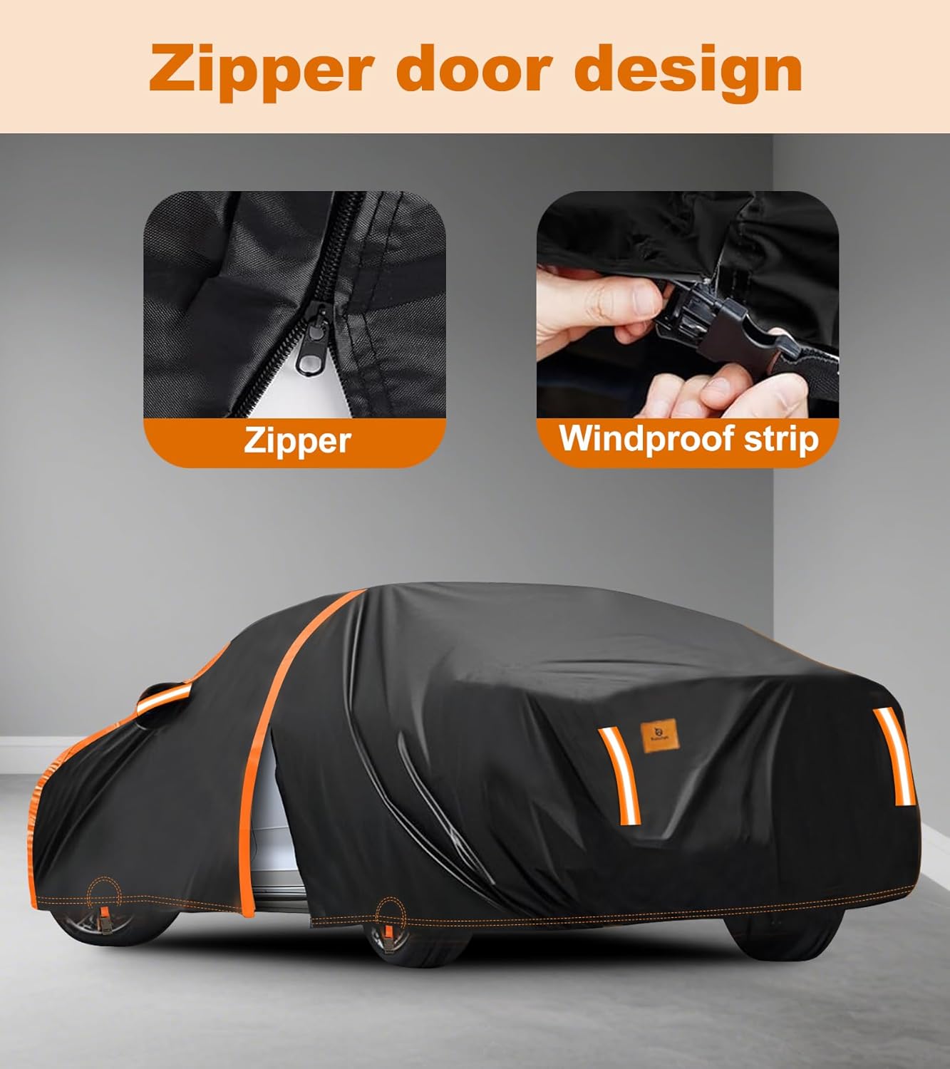 Car Cover Waterproof All Weather for Automobiles Winter Snowproof Rain UV Protection Heavy Duty Outdoor Sedan Car Cover & Car Snow Cover Universal Fit for Sedan Length Up to 179’’