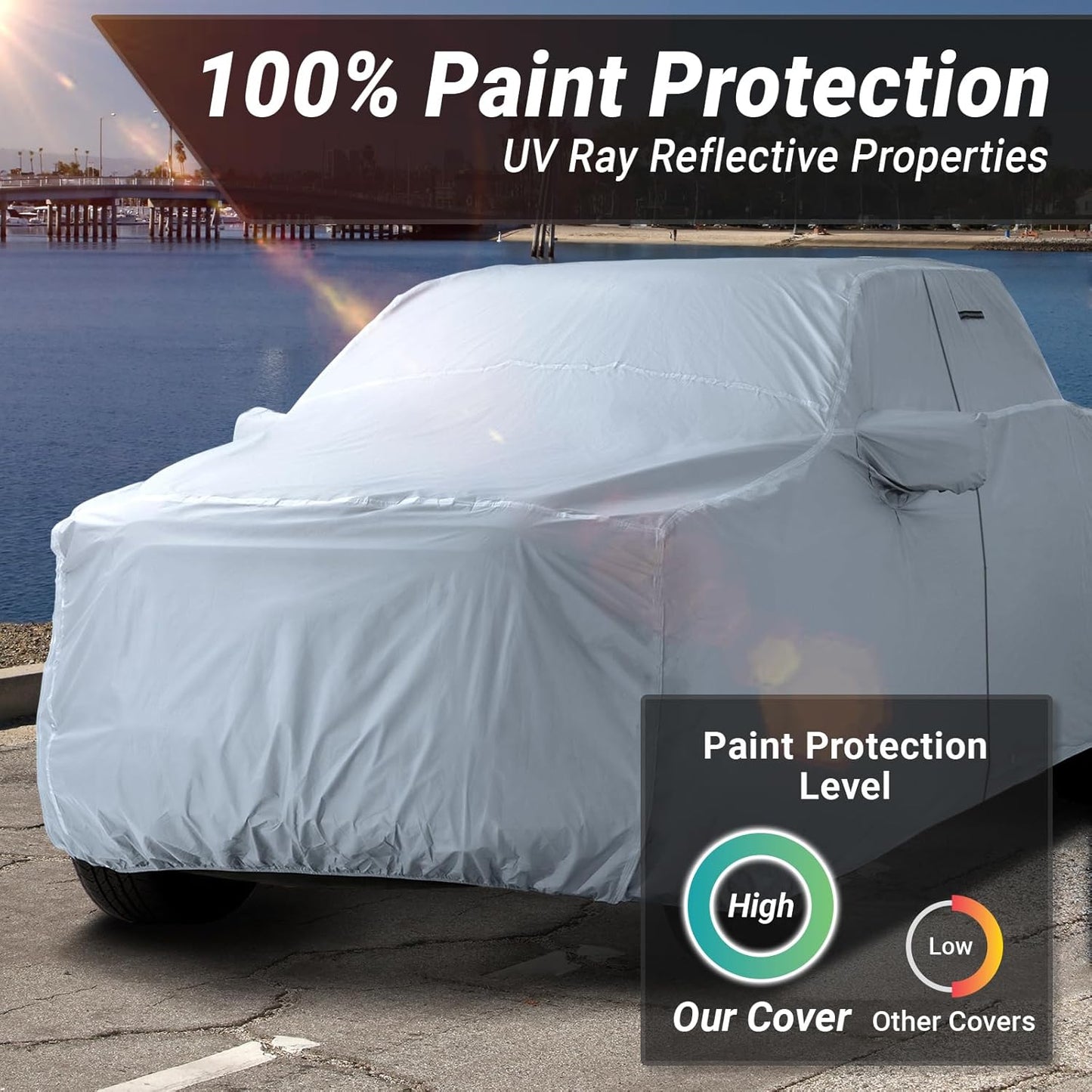 iCarCover Fits 1997-2024 F-150 SuperCrew Cab, 5.5 ft Short Bed Ford Truck Cover Automobiles Form-Fit Padded Full Exterior Waterproof Automobiles Protection Covers