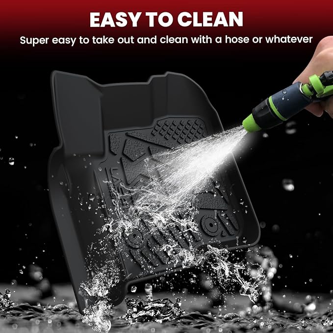 LASFIT Floor Mats for Ford F250 F350 2012-2016 Super Duty Crew Cab Without Manual Transfer Case Shifter All Weather Protector TPE Car Carpet Floor Liners, 1st & 2nd Rows, 3pc Black