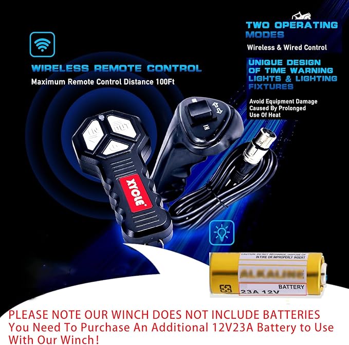 XYCLE13500lbs12V Electric Winch IP68waterproofOff-Road Vehicle Rescue winchs with2wireless Remote Controls and Synthetic Rope Suitable for Towing SUVs,Loggers,Trucks,Trailers,Jeeps,4WD (Dark-Gray)