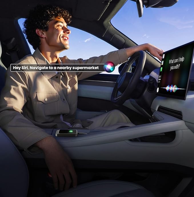 Wireless CarPlay Adapter: Wireless Conversion for iPhone – Plug-and-Play Connectivity with USB-A Extension & USB-C Connector, Zero Latency, Compatible with 2016+ Cars & iOS 10+