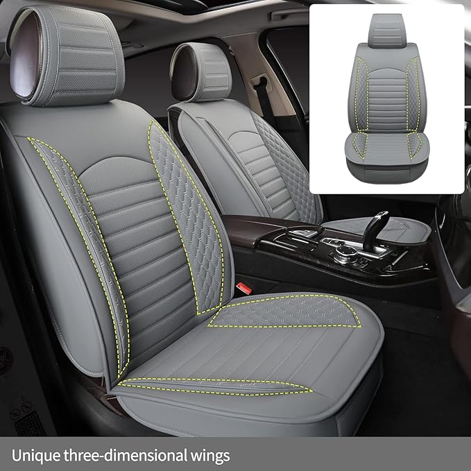 Car Seat Covers 5 Seats Full Set, Waterproof Napa Leather Automotive Seat Protector for Cars SUV Truck Sedan, Universal Anti-Slip Car Seat Cushion Interior Accessories, Gray
