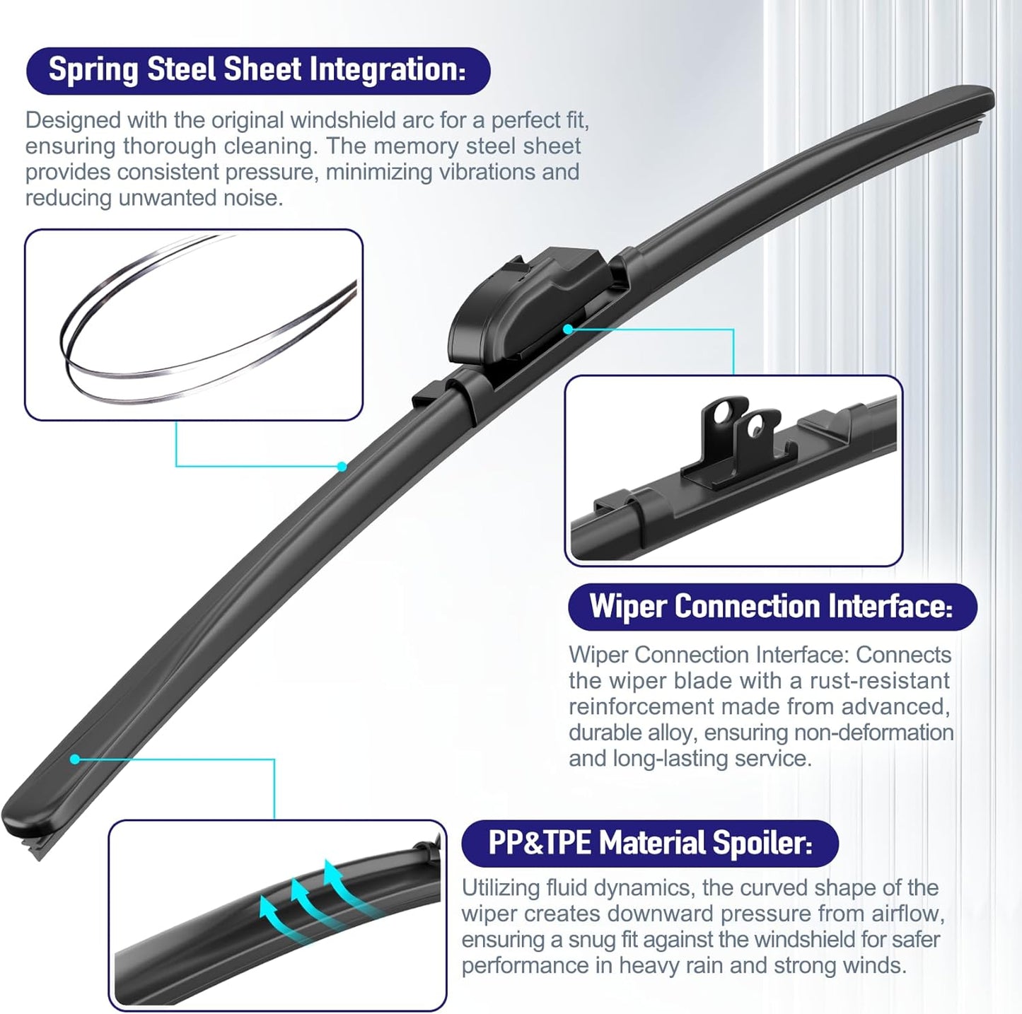 AJK 22 22 and 13 inch Wiper Blades, Premium All Season 3 Pack Driver Side and Passenger Side Front Windshield Wipers Replacement for Chevrolet Tahoe 2015 2016 2017 2018 2019 2020