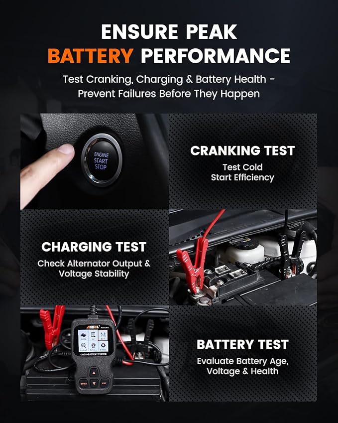 ANCEL AD310 Pro 2-in-1 OBD2 Scanner & Car Battery Tester, Bluetooth Diagnostic Tool with User-Friendly APP for iPhone Android, Check Engine Light Code Reader, Battery Health Monitor for All Cars