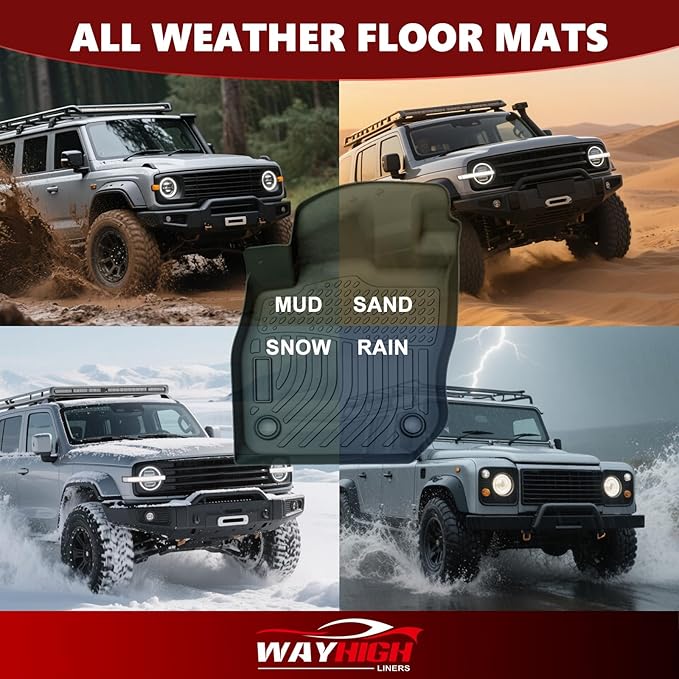 Wayhigh-for Toyota Camry AWD 2020-2024 (Not fit FWD or Hybrid) All Weather Floor Mats and Cargo Liner Set TPE Car Mats Waterproof Anti-Slip Rubber Trunk Liner Camry AWD Accessories