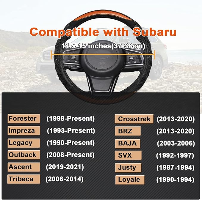 GIANT PANDA Steering Wheel Cover for Subaru Forester, Car Steering Wheel Cover for Subaru Outback and Crosstrek - Orange