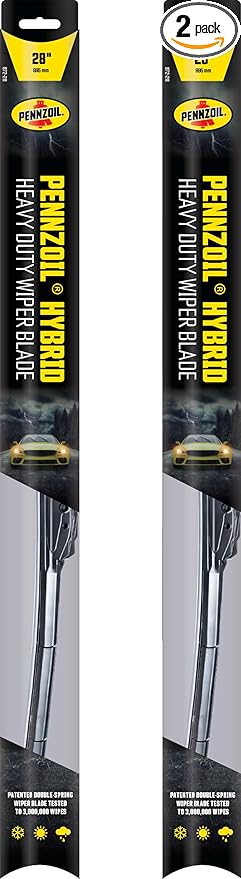 Pennzoil 872 Hybrid Heavy Duty Wiper Blades, 28 Inch & 28 Inch Windshield Wipers (Pack of 2), Automotive Replaceable Wiper Blades Reinforced with a Double Spring Frame for the Toughest Weather