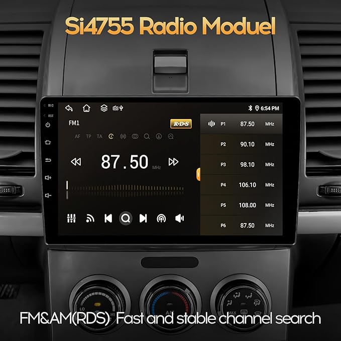 9'' 8Core 4+64GB QLED Full Touch Android Double Din Car Stereo Radio Audio Video Player with Apple CarPlay Android Auto 4G&WiFi DSP FM&AM BT MirrorLink Split Screen PIP GPS Navigation