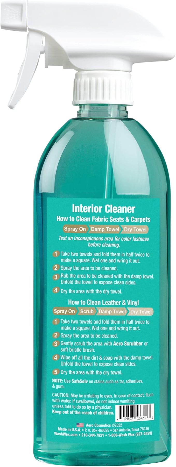 Interior Cleaner, Carpet Cleaner, Seat Cleaner, Fabric Cleaner, 16.9 Fl oz (2-Pack) Aircraft Quality for your Car Boat RV Meets Boeing and Airbus Specs