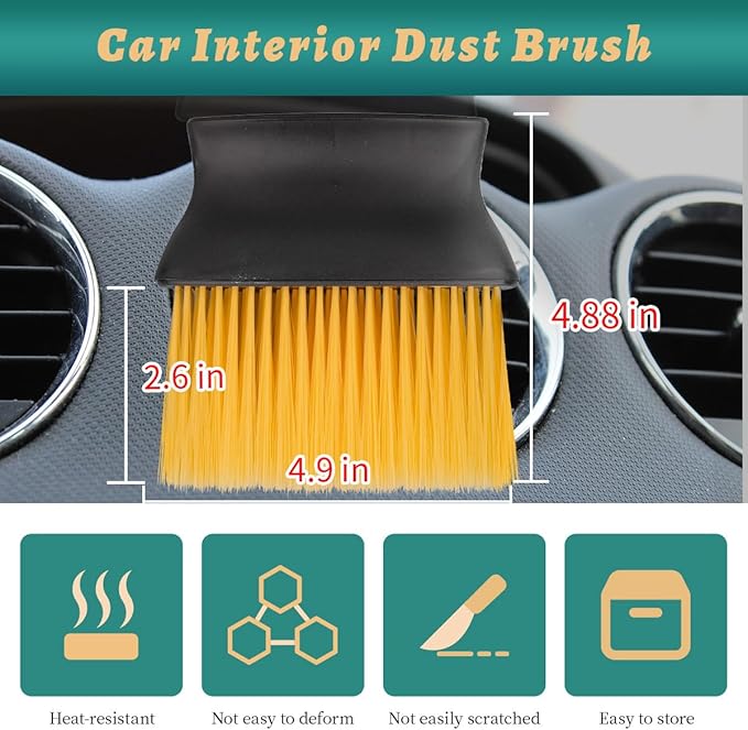 7PCS Car Detailing Brush Set, Ultra Soft Boars Hair Car Interior Detailing Brushes, Car Interior Detailing Kit for Cleaning Interior or Exterior, Car Accessories Interior Tools