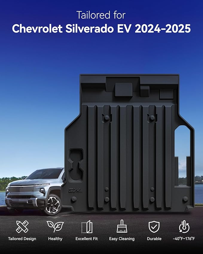 3W Front Cargo Liner Fit for Silverado EV/GMC Sierra EV/Sierra EV Denali 2024 2025 Accessories All Weather TPE Custom Fit Front Trunk Liner for Silverado EV/GMC Sierra EV/Sierra EV Denali