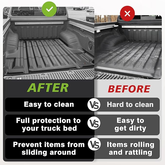 TripleAliners Truck Bed Mat Compatible with Nissan Frontier 2022 2023 2024 2025 2026 Accessories Crew Cab 5FT Vehicle Perfectly Flush All Weather Protection TPE Heavy Duty Pickup Car Bed Cargo Mat