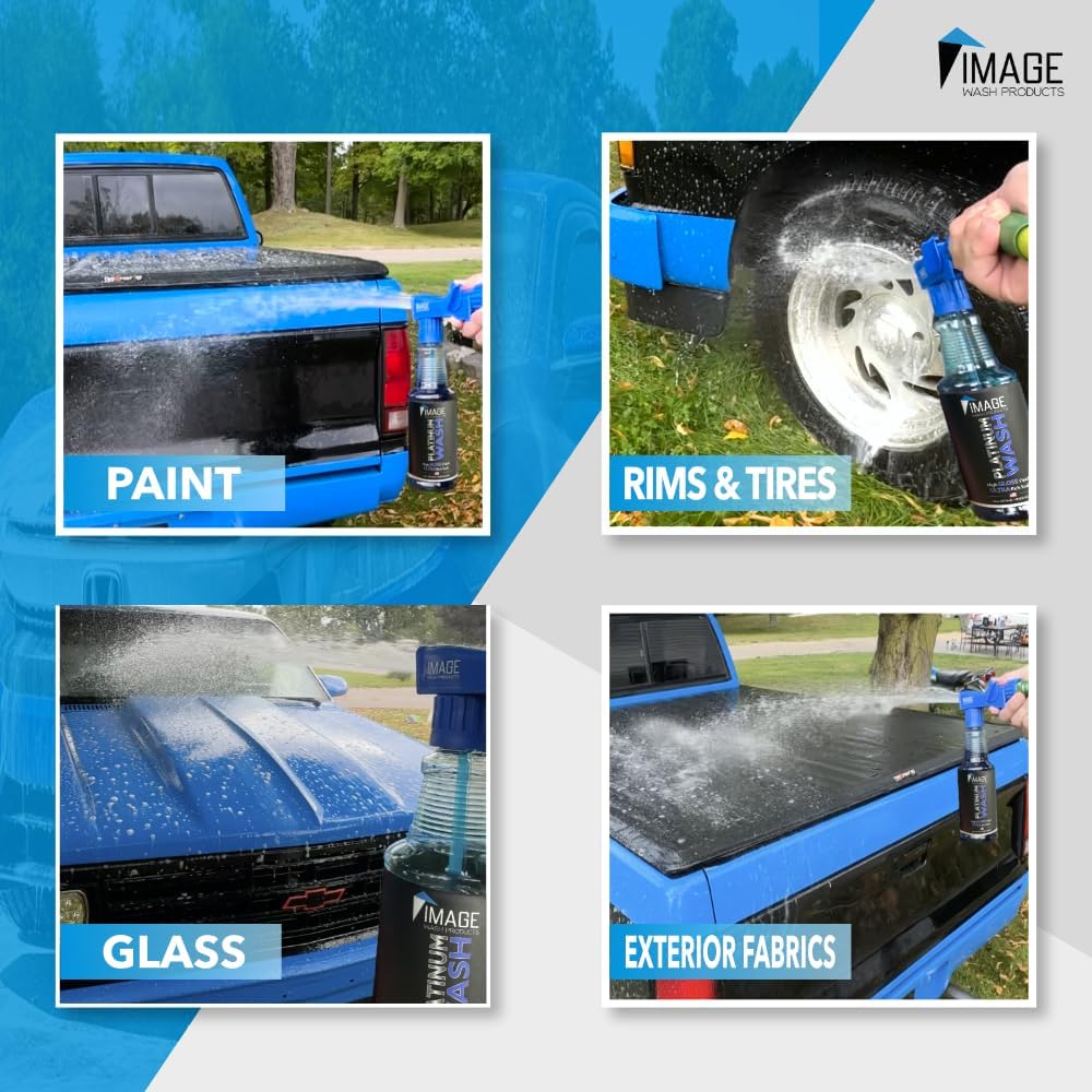 Image Wash Products - 16oz Platinum Wash Car Soap – Car Wash Foam Soap for Foam Cannon & Pressure Washer | High Gloss RV/Truck Wash Soap | Bubble Gum Scent, Detailer Grade Car Soap