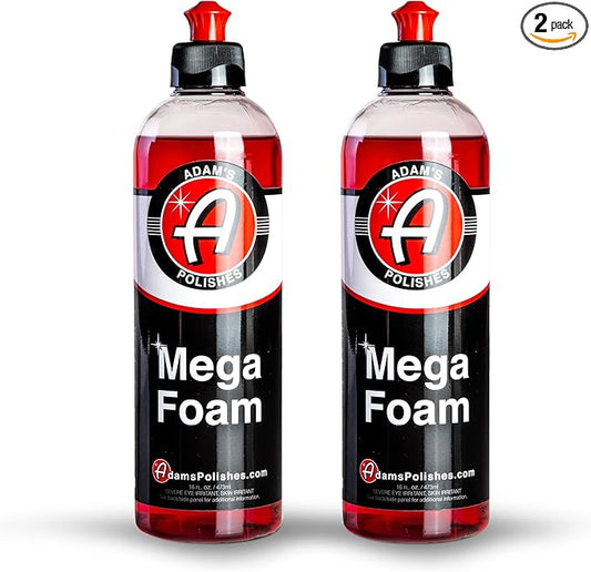 Adam's Polishes Mega Foam (16oz, 2 Pack) - Detailing pH Neutral Car Soap Washing, Concentated For Use In Car Wash Bucket, Foam Gun For Cleaning, Won't Strip Car Wax or Ceramic Coating