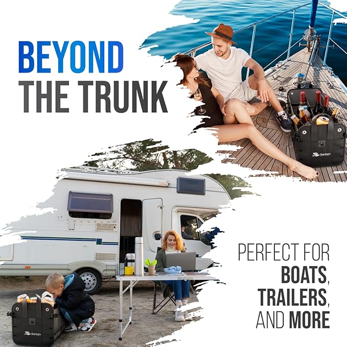 Car Trunk Organizer – Large Collapsible Storage Box with Adjustable Compartments – Heavy-Duty Cargo Organizer for SUV, Truck & Car – Non-Slip Waterproof Trunk Storage Bin for Groceries & Tools - XL