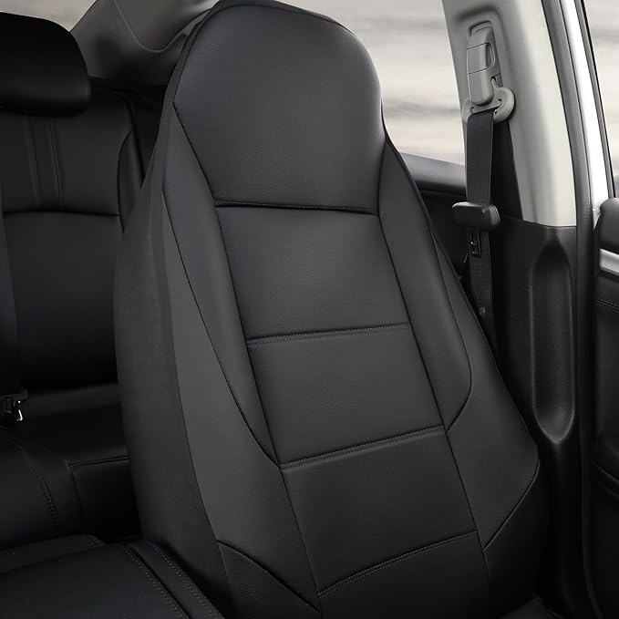 GIANT PANDA Front Car Seat Cover for Jeep Wrangler TJ (1997-2006),Leather Bucket Seat Covers Custom Fit Jeep Accessories (Black) 2-Pack