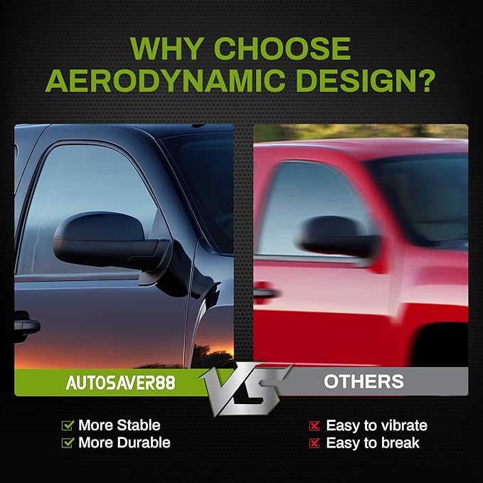 AUTOSAVER88 Towing Mirrors Compatible with 2007-2013 Chevy Silverado GMC Sierra 1500 Yukon 2500, Power Adjustable Tow Mirror Pair Set with LED Arrow Signal Puddle Light Folding