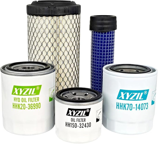 Maintenance Filter Kit 77700-01818 Compatible with Kubota RTV500 (S/N 19024) Utility Vehicle 3A111-19130 59800-26110 HH150-32430 HHK71-14080 HHK70-14073 Outer Inner Air Engine Oil Hydraulic HST