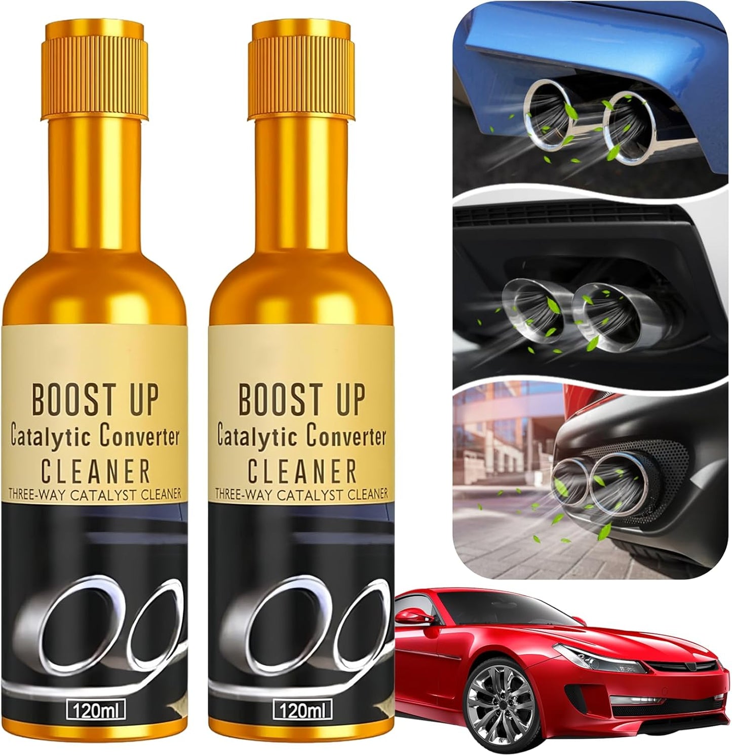 Catalytic Converter Cleaner,120 ml Auto Parts Engine Cleaner, Exhaust System Pipe Carbon Removal Treatment Additive Oil, Fuel System Treatment Oil Additive for Gas and Diesel Car (120ml-2PC)