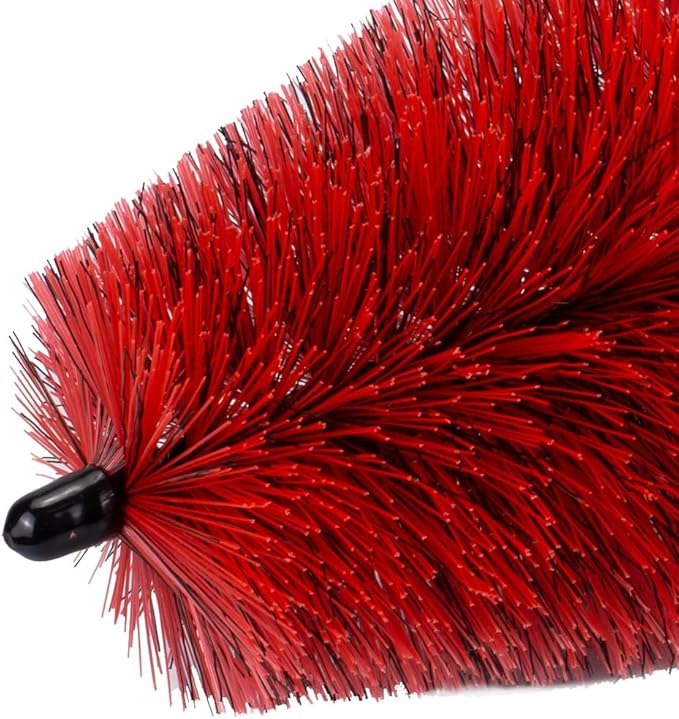 Maxshine Wheel & Rim Brush 10” (Red & Black) | Large Soft Bristle PP Material with Comfort Grip & Knuckle Guard | Scratch-Free Wheel Cleaning Brush | Universal Car Detailing Tool for Rims & Tires