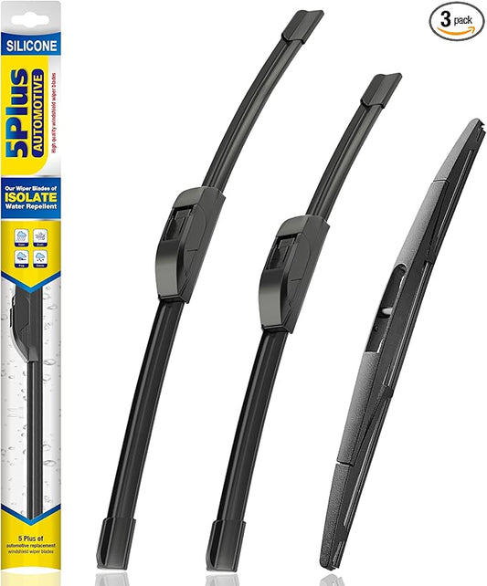 5 PLUS® Silicone Windshield Wipers Replacement for 2013-2017 Subaru Crosstrek /2012-2016 Subaru Impreza /2009-2014 Nissan Murano Wiper Blades(Set of 3), Windshield Wiper Blades For My Car-26"/16"/12"