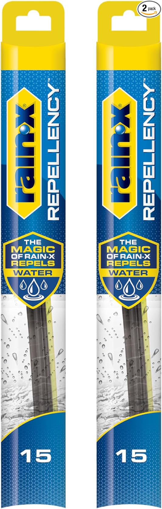 Rain-X 810357 Repellency Water Repellent Wiper Blades, 15" Windshield Wipers (Pack of 2) New & Improved Version of Latitude [Amazon Exclusive]