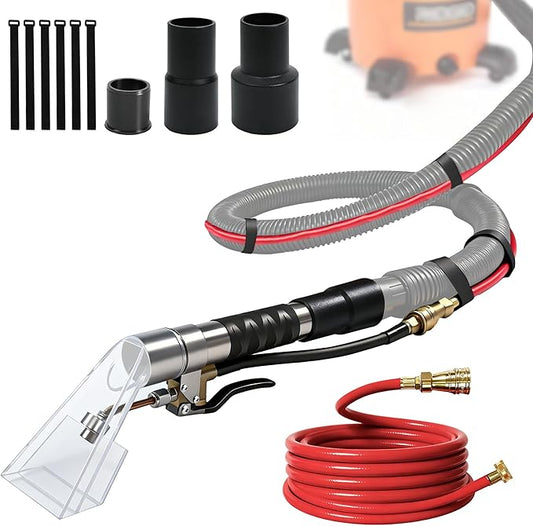 Happy Tree Universal Fit All Brands' Shop Vac Extractor Hose Kit Adapter Wet-dry Extraction Accessory for Upholstery & Carpet Cleaning Auto Detailing Wet Vaccum Accessories with 25 Feet Water Hose
