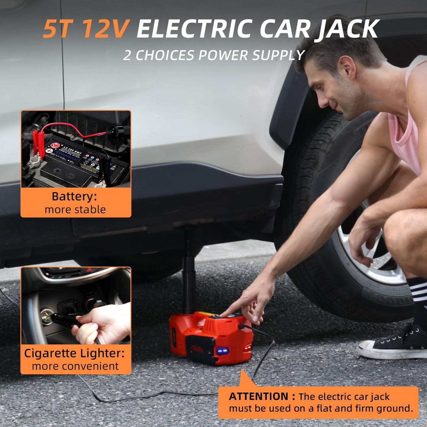 STANDTALL Electric Car Jack Kit 5 Ton 12V Electric Jack for Car with Impact Wrench and Tire Inflator Pump for SUV Sedan Truck Change Tires Garage Repair