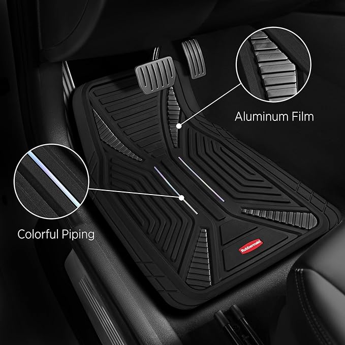 Rubbermaid Car Mat Full Set, Universal Trim-to-Fit Heavy-Duty Car Floor Mats – 4-Piece Set for All Weather Protection – Durable Rubber Mat for Cars, Trucks, SUVs & Vans-Black