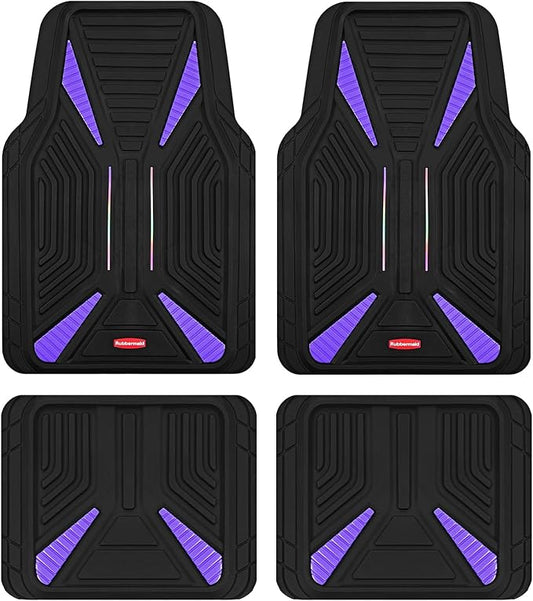 Rubbermaid Car Mat Full Set, Universal Trim-to-Fit Heavy-Duty Car Floor Mats – 4-Piece Set for All Weather Protection – Durable Rubber Mat for Cars, Trucks, SUVs & Vans-Purple