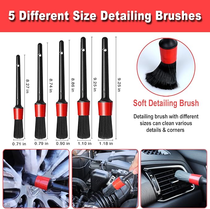12Pcs Wheel Brush Kit for Cleaning Wheel and Tire, Wheel and Rim Brush, Car Detailing Brushes, Tire Brush, Bendable & Durable Car Wheel Rim Cleaner Brush Set,Car Detailing Cleaning Brush Supplies Kit