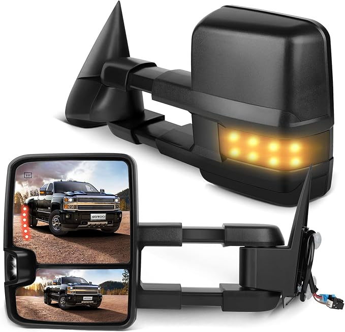 SCITOO Towing Mirrors Exterior Accessories Mirrors fit for 2003-2006 Silverado/Sierra (07 Classic Models) Turn Signal Power Controlling Heated