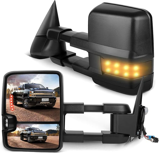 SCITOO Towing Mirrors Exterior Accessories Mirrors fit for 2003-2006 Silverado/Sierra (07 Classic Models) Turn Signal Power Controlling Heated