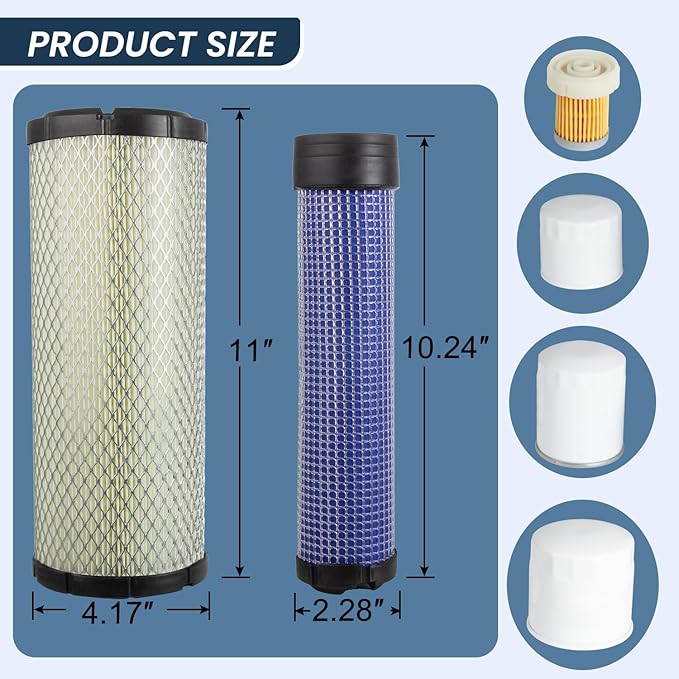 Tractors Maintenance Filter Kit Compatible with Kubota L2501 L2800 L3200 L3400 L3700SU L3800 HST Replaces TA040-93230, HH164-32430, HH3A0-82623, HHK70-14073, 6A320-59930 Air Oil Fuel Hydraulic Filter