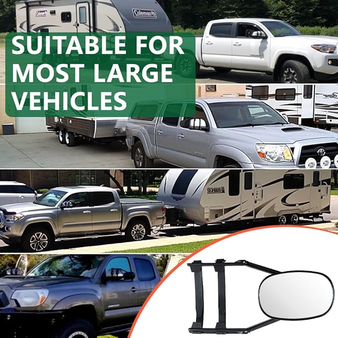 Mirror Extenders For Towing, Universal Clip-on Towing Mirrors 360 Degree Adjustable Extension Mirrors for Towing Trailer Truck, 2pcs