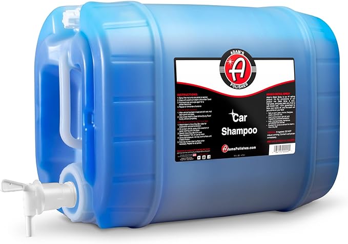 Adam's Car Shampoo (5 Gallon) - pH Best Biodegradable Car Wash Soap for Foam Cannon, Spray Gun or Bucket - High Foam, Scratch-Free Auto Detailing for Cars, Trucks, RVs & Motorcycles